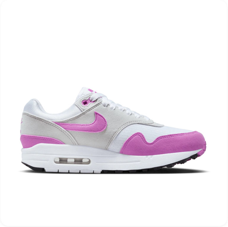 Nike Air Max 1 White Fuchsia Dream Neutral Grey - Side View 2