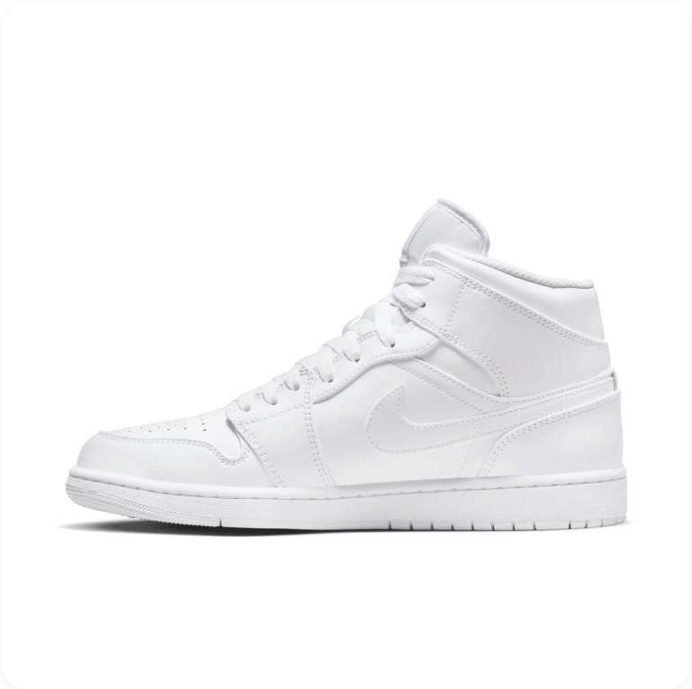 Air Jordan 1 Mid Triple White - Side View