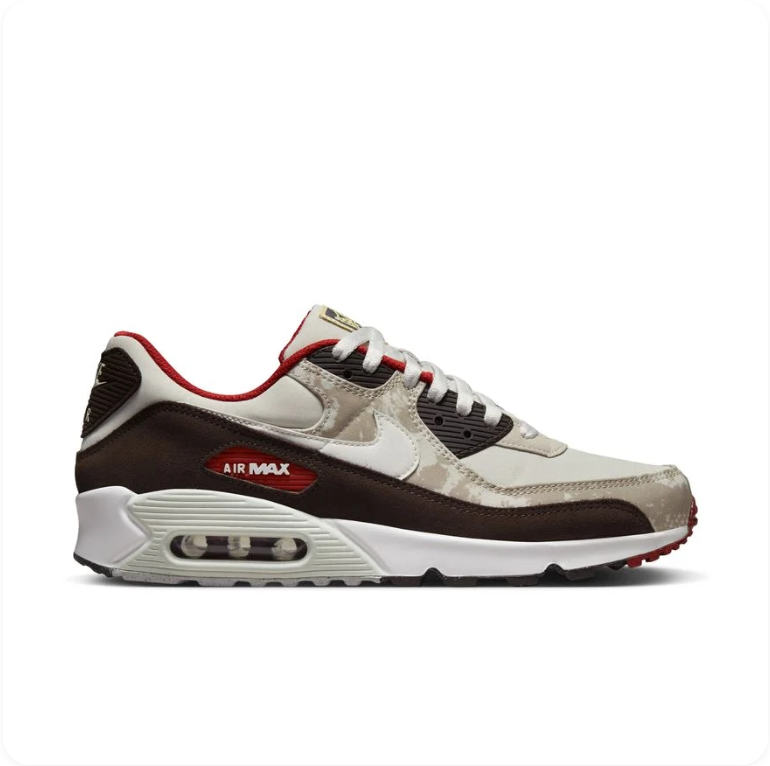 Nike Air Max 90 SE Pale Ivory Dark Chocolate University Red - Side View 2