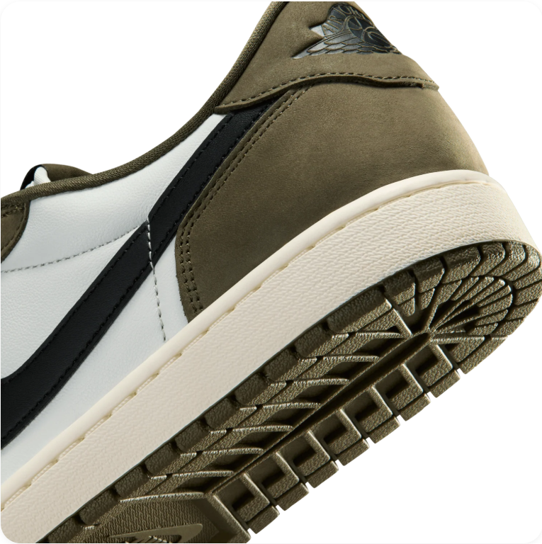 Air Jordan 1 Retro Low OG - White / Medium Olive / Black