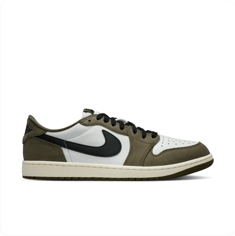 Air Jordan 1 Retro Low OG White Medium Olive Black - Side View 2
