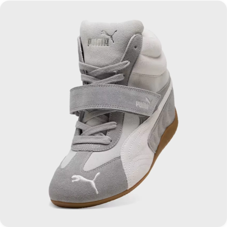 Puma Speedcat Hi Grey White Gum - Three Quarter Front View