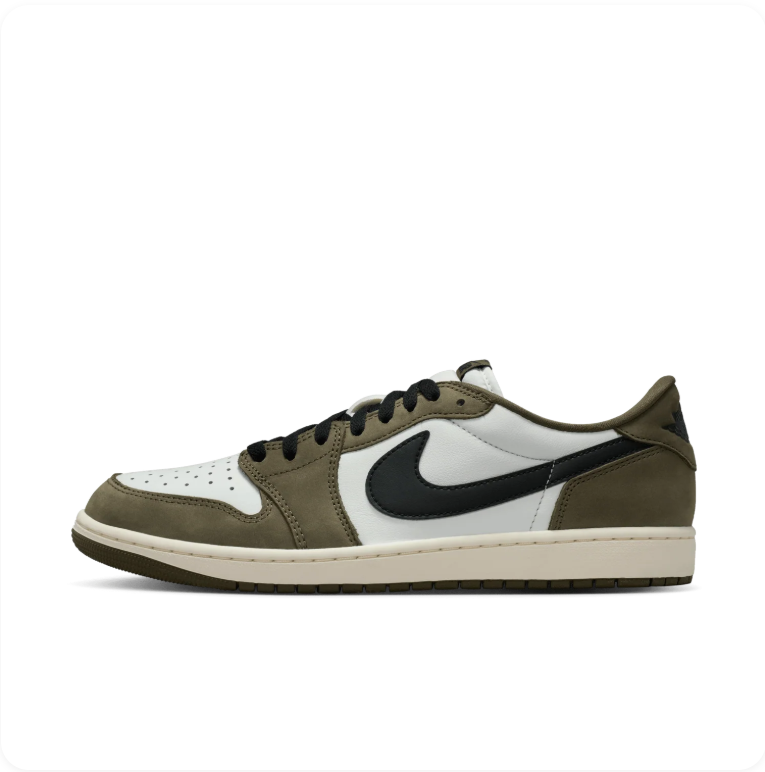 Air Jordan 1 Retro Low OG White Medium Olive Black - Side View