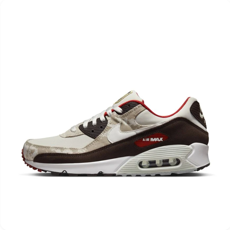 Nike Air Max 90 SE Pale Ivory Dark Chocolate University Red - Side View