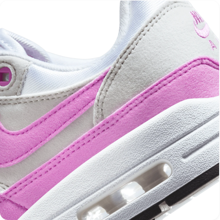 Nike Air Max 1 - White / Fuchsia Dream / Neutral Grey