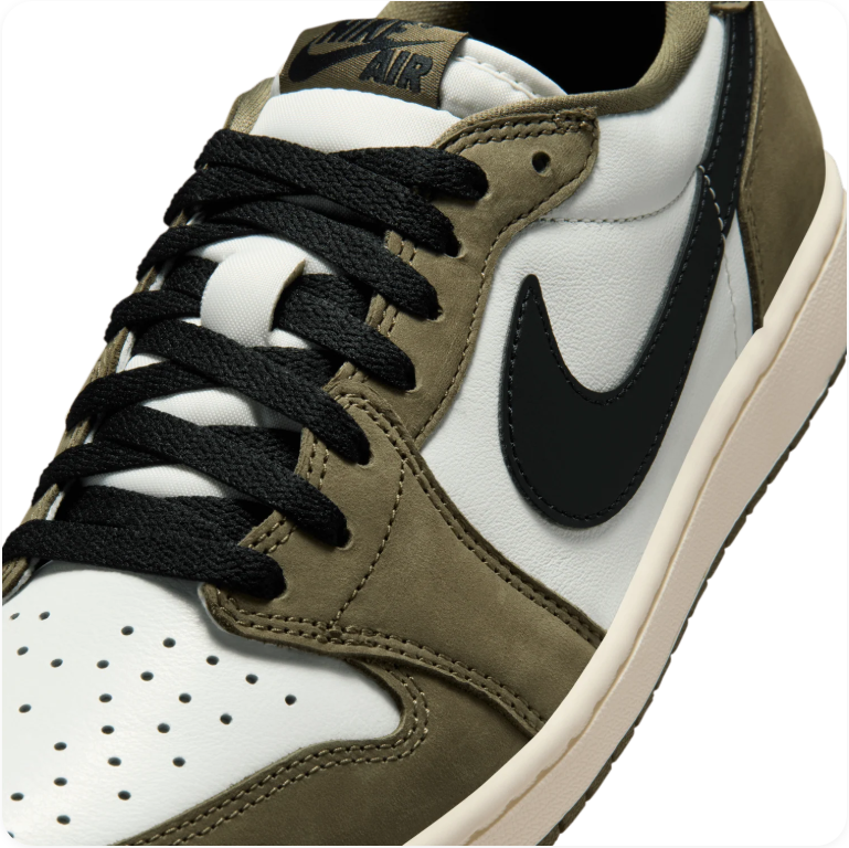 Air Jordan 1 Retro Low OG - White / Medium Olive / Black